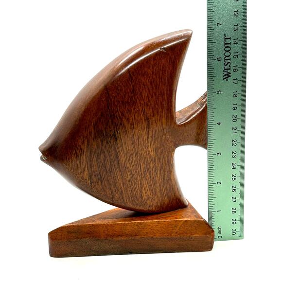 Vintage Handcarved Wood Angel Fish on Base 7" Tall - Picture 10 of 10